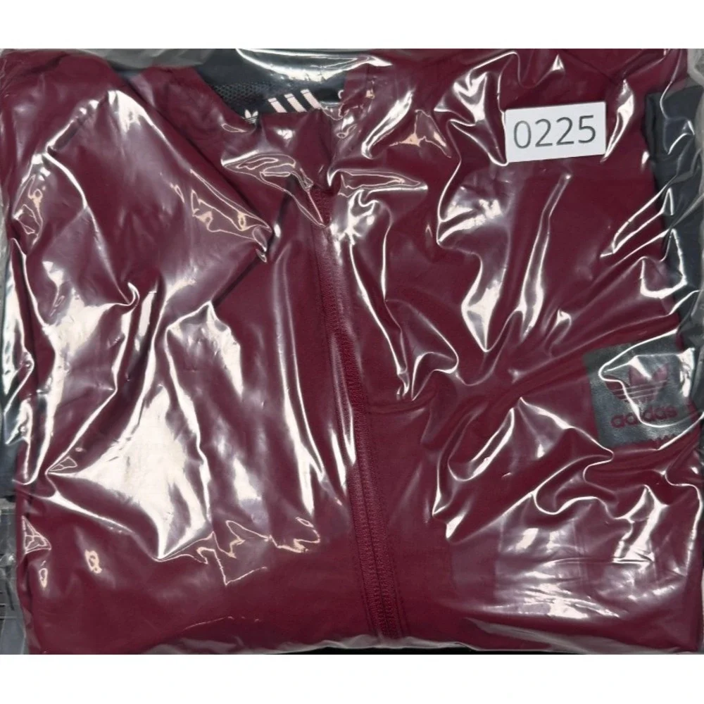 Adidas Trefoil Skateboarding Windbreaker Jacket Burgundy Grey Mens Sz 2XL S93500